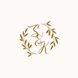 Letter sk wedding monogram logo design Royalty Free Vector