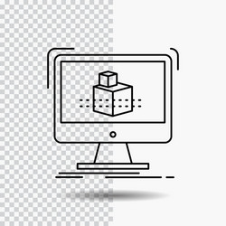 3d cube dimensional modelling sketch line icon vector