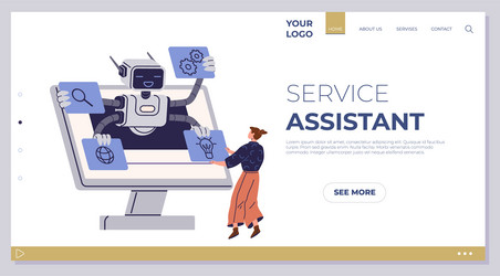 ai-powered service assistant on computer screen vector image
