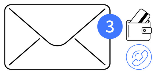 message notifications envelope with unread counter vector image