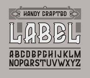 red handy crafted vintage label font vector