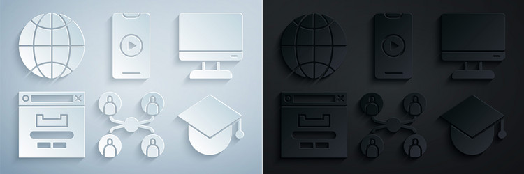 set online class computer monitor screen browser vector image