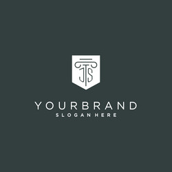 js monogram with pillar and shield logo design vector image
