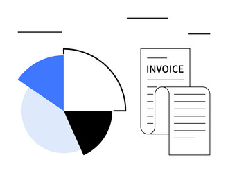 financial data analysis with pie chart and invoice vector image