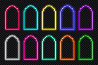 Neon shape islamic door and window silhouette vector