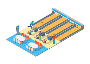 Bowling alley isometric view vector