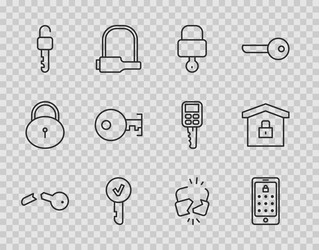 Broken Key & Password Security Icons vector image