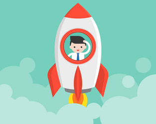 businessman in launching rocket start up concept vector