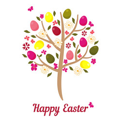 Easter tree with eggs and flowers vector