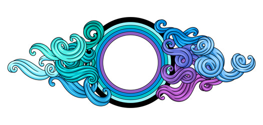 frame with wave line curls color striped texture vector image