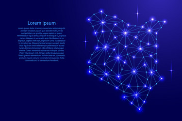 kenya map of polygonal mosaic lines network rays vector