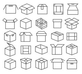 Set of line box icons isolated Royalty Free Vector Image