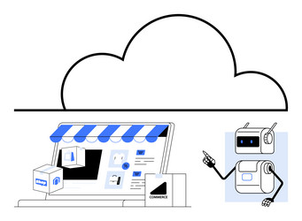 e-commerce automation with cloud technology robot vector image