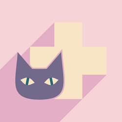 flat with shadow icon and mobile application cat vector