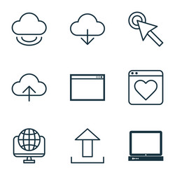 Set of 9 internet icons includes program data vector