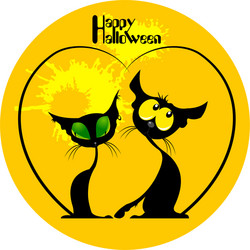 two cats halloween vector