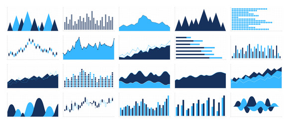 graphs and charts templates big set business vector