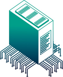 server data center with electronic circuit vector image