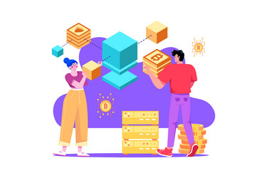 connecting blocks in blockchain technology vector image