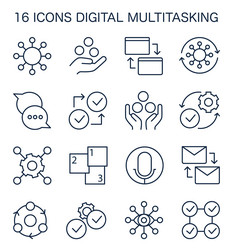 digital multitasking icons set effectiveness vector image