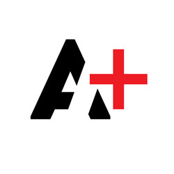 Letter a with red cross non-standard shapes vector