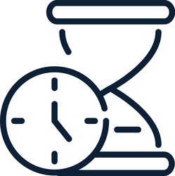 time clock and hourglass timer linear design vector