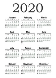 Vertical pocket calendar on 2020 year vector