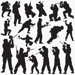 Paintball Silhouettes - Action & Competition Vector Image