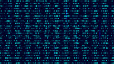 matrix background with blue light binary computer vector image