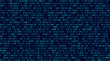 Matrix background with blue light binary computer vector