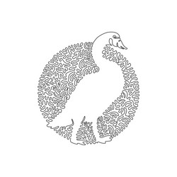 continuous one curve line drawing of funny swan vector image