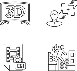 film production linear icons set vector