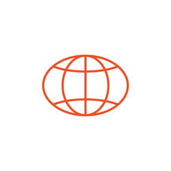 Globe outline icon linear world or internet vector