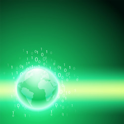 stream of binary code to the globe green vector image