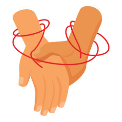 two hands trying to break free from red string vector image