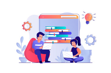 children learn on computers concept with people vector image