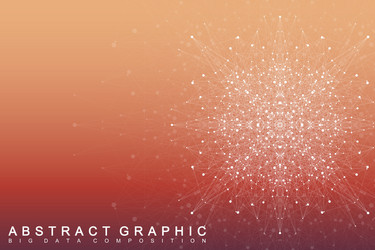fractal element with connected lines and dots big vector image