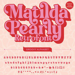 groovy retro vintage display bold font alphabet vector image