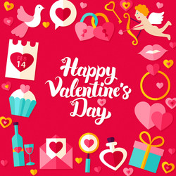 Romantic Valentine's Day Lettering Vector Image