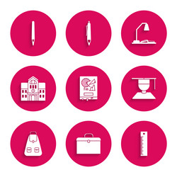 set board with graph chart briefcase ruler vector image