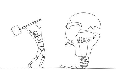single continuous line drawing smart robot vector image