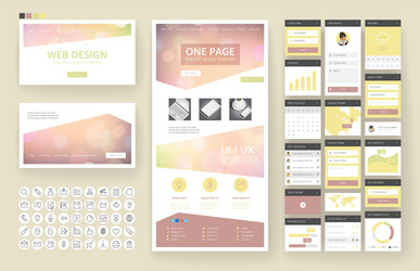 website design template and interface elements vector image