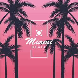 miami beach lettering postcard vector