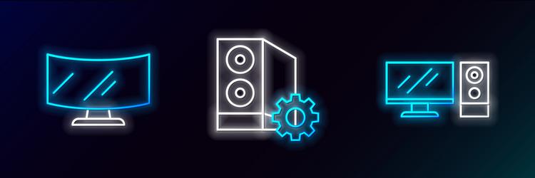 set line computer monitor screen and case vector image