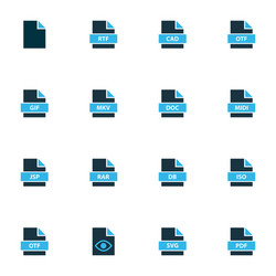 Types icons colored set with file mkv iso vector