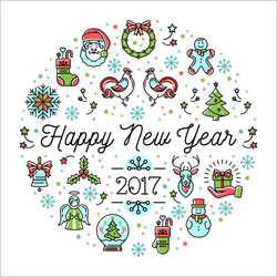 Happy new year 2017 template minimalistic vector