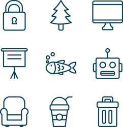 objects line style icon set design vector image