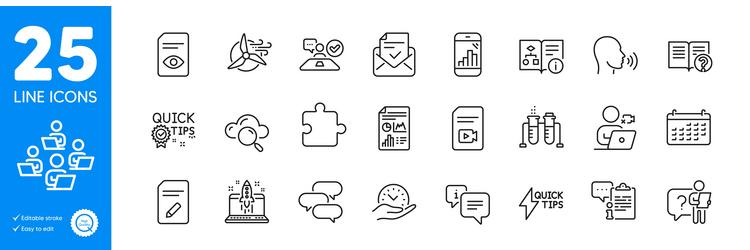 Outline icons set technical algorithm quickstart vector