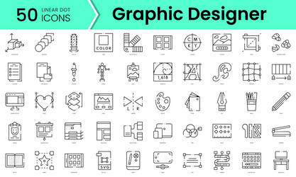 set of graphic designer icons line art style vector