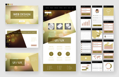 website design template and interface elements vector image